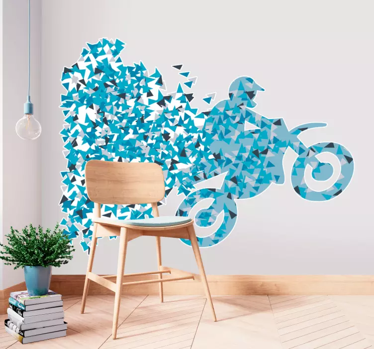 Vinilo decorativo geométrico motocross - TenVinilo