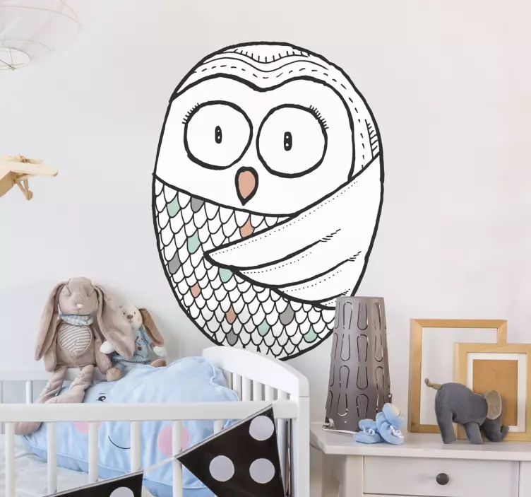 Vinilo decorativo ilustración búho nórdico - TenVinilo