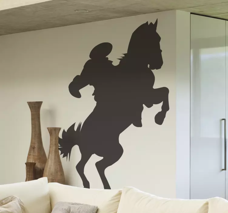 Vinilo decorativo jinete caballo desbocado - TenVinilo