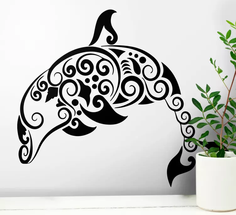 Vinilo marinero Contorno de delfines - TenVinilo