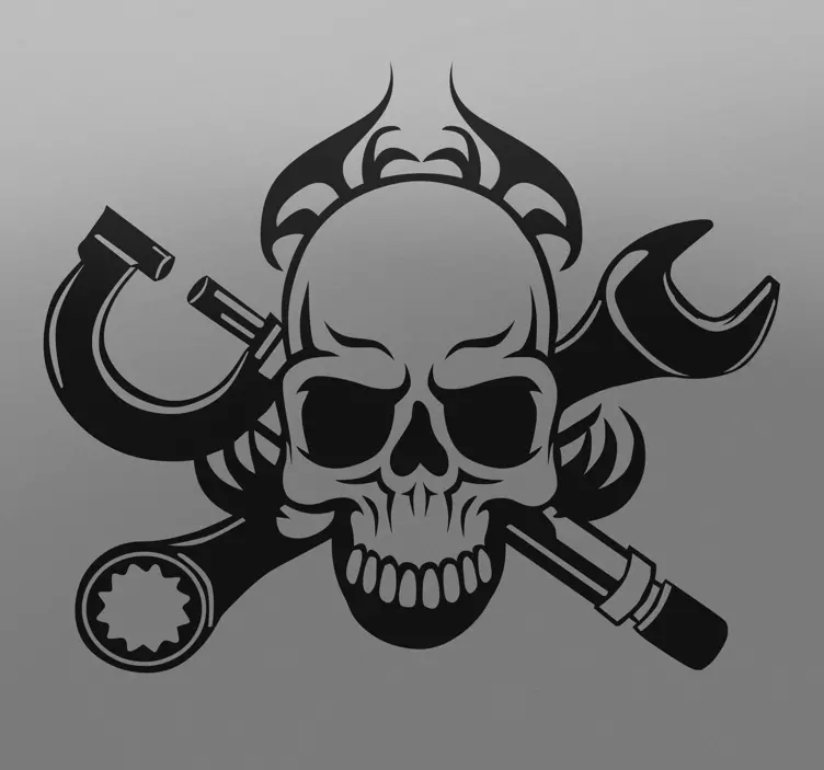 Pegatina moto motor skull - TenVinilo