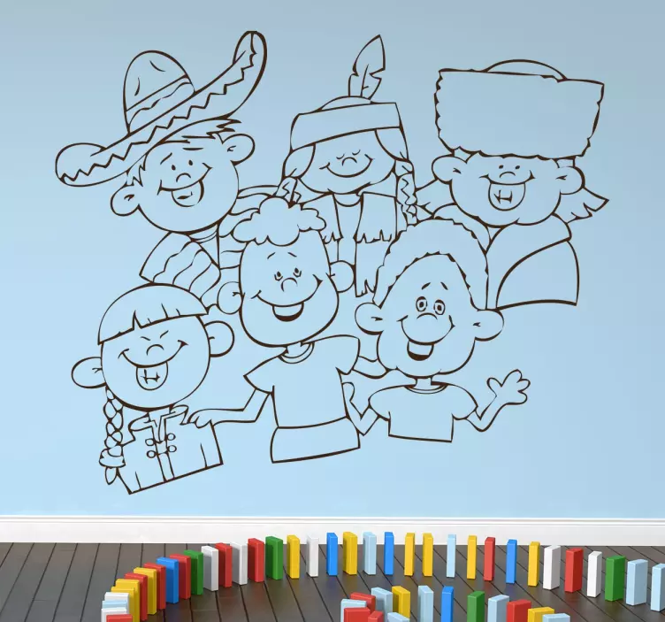 Vinilo decorativo niños etnias - TenVinilo