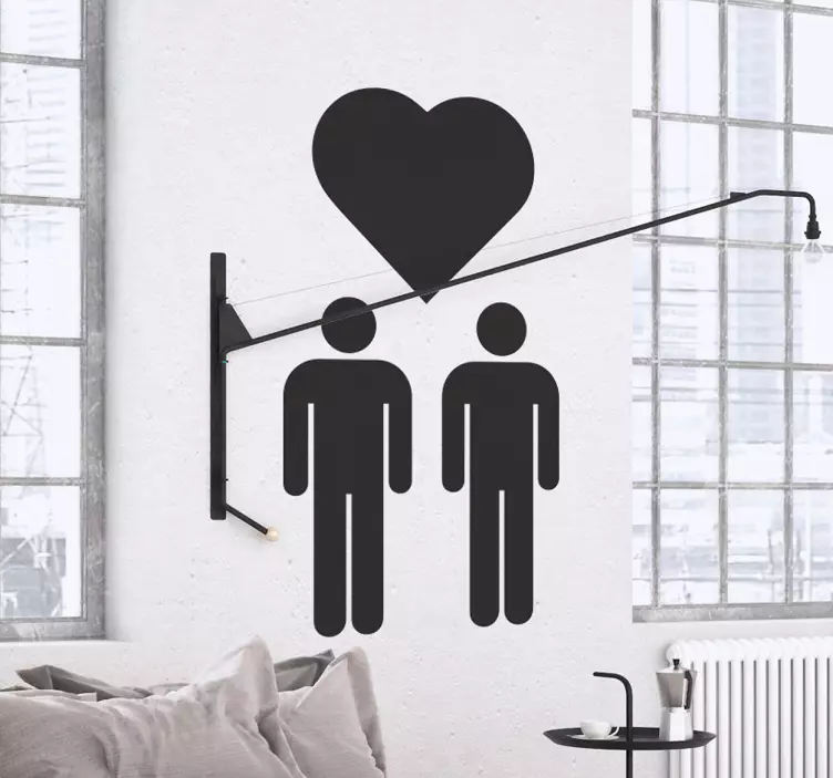 Vinilo decorativo pareja gays corazón - TenVinilo