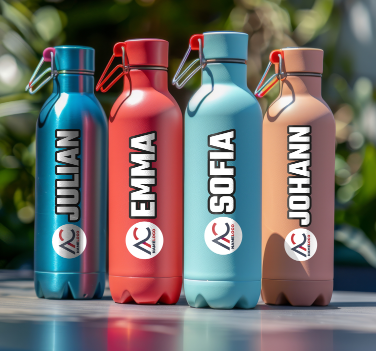 Vinilo decorativo personalizable bidón con nombre e imagen - TenVinilo