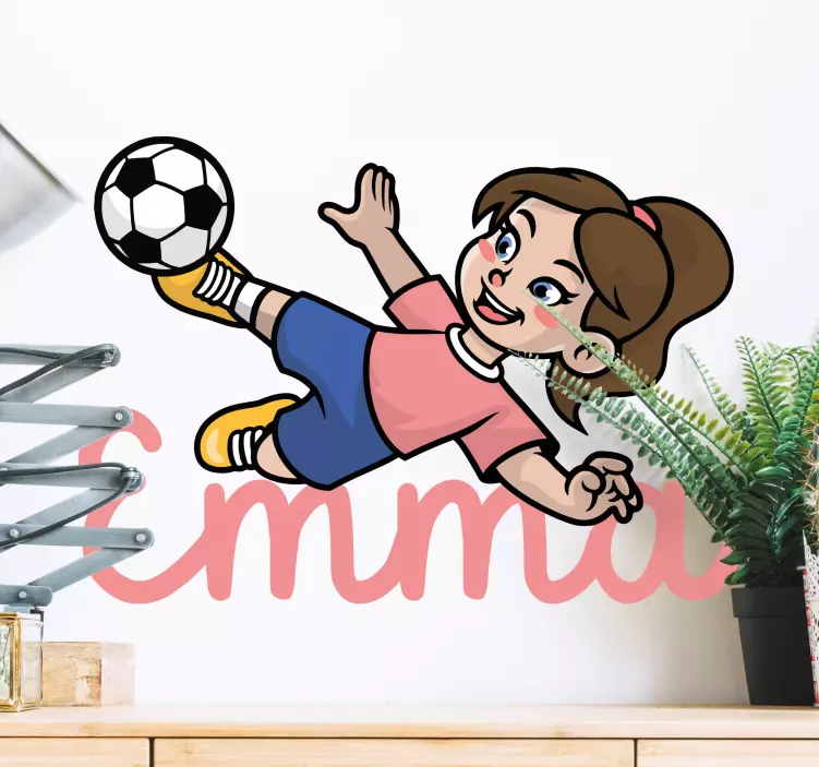 Vinilo personalizable Chica futbolista con nombre - TenVinilo