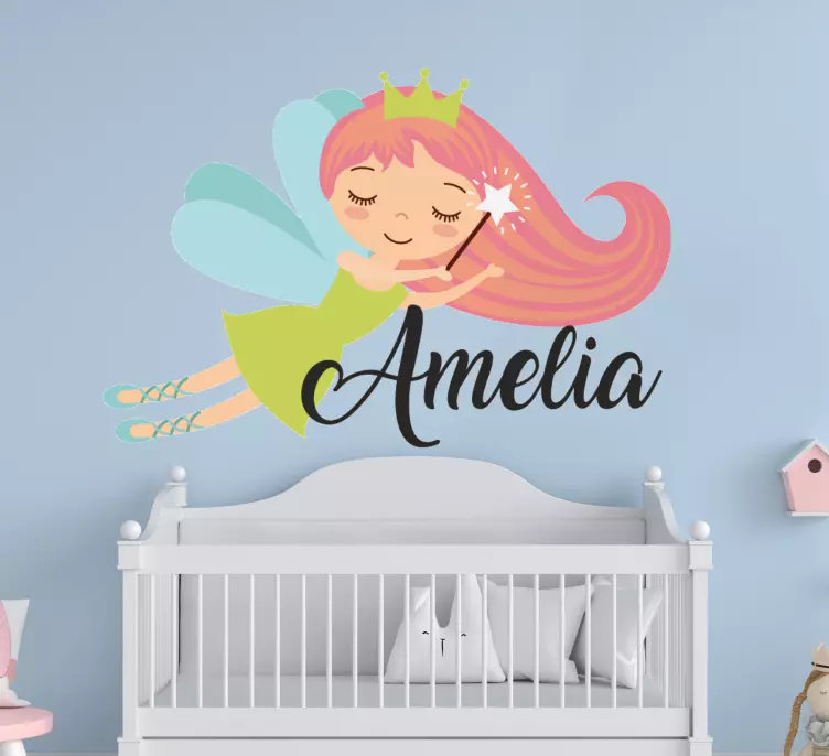 Vinilo personalizable Princesa de hadas de pelo rosa - TenVinilo