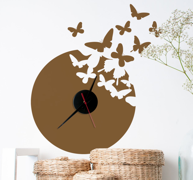 Reloj adhesivo pared mariposas - TenVinilo