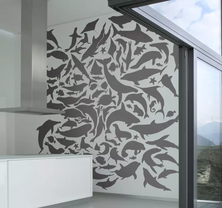 Vinilo decorativo textura animales marinos - TenVinilo