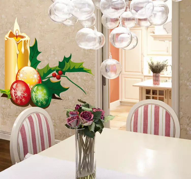 Vinilo decorativo vela bolas navidad - TenVinilo