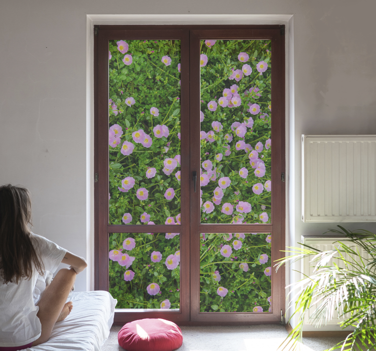 Vinilo decorativo para ventana flores lilas - TenVinilo
