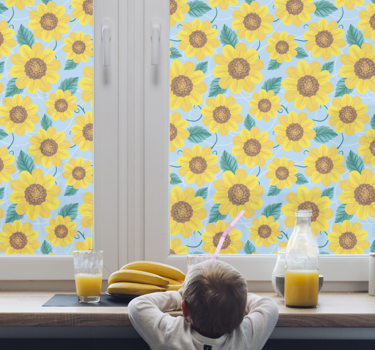 Vinilo decorativo ventana con motivos de girasol - TenVinilo
