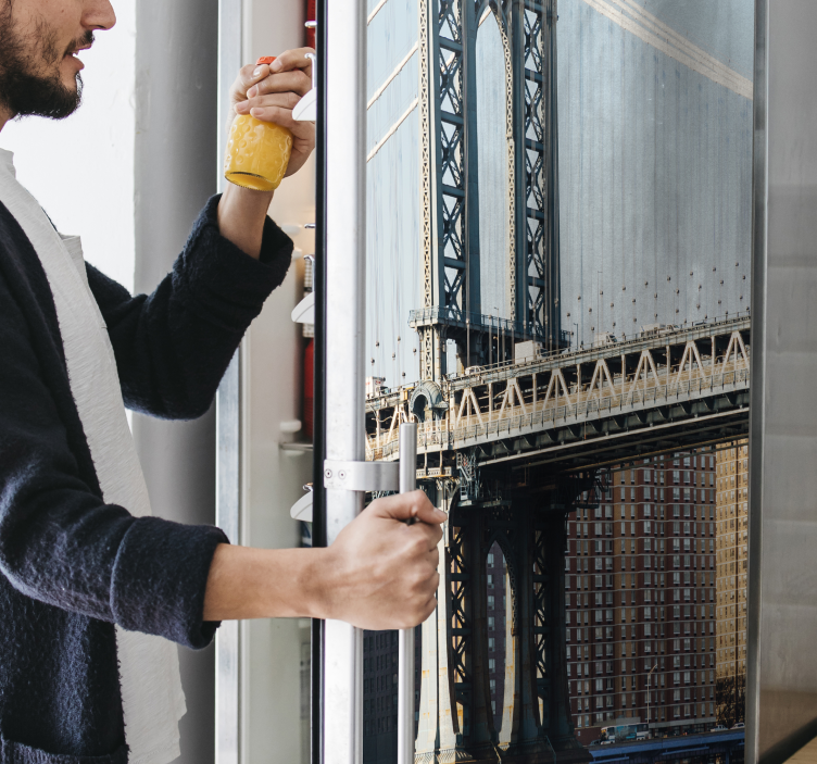 Vinilo para nevera vista del puente de manhattan - TenVinilo