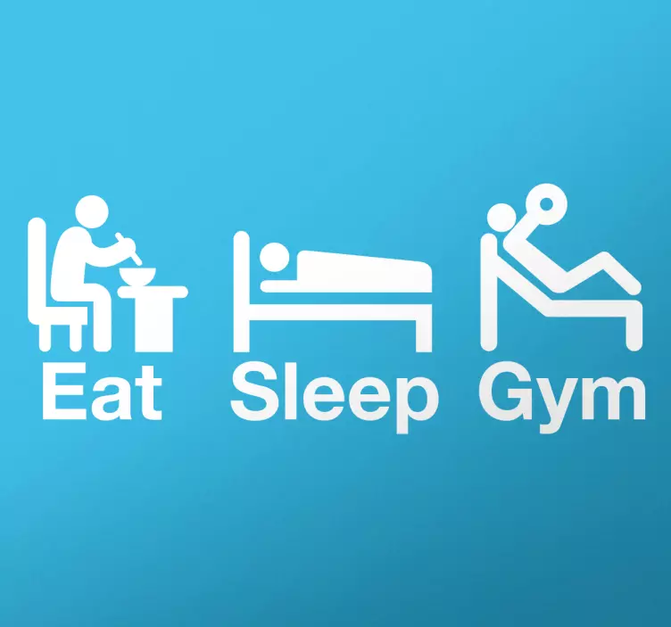 Vinilo pared frase eat sleep gym - TenVinilo