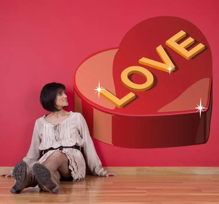 Vinilo escaparate caja en forma de corazón - TenVinilo