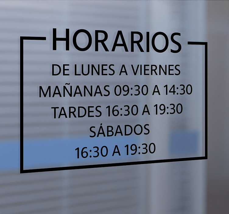 Vinilo escaparate horario de apertura en español - TenVinilo