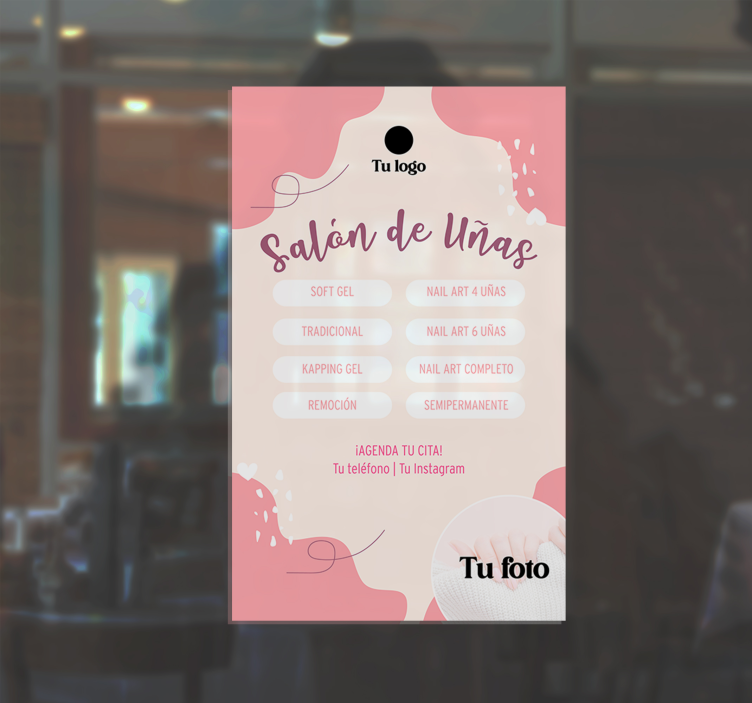 Vinilo escaparate servicios personalizados de salón de uñas - TenVinilo