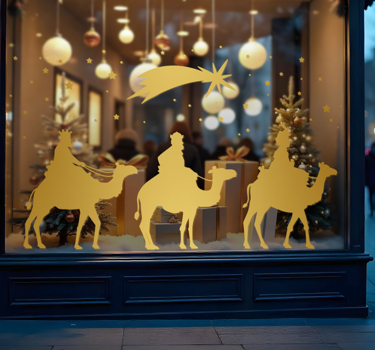 Vinilo escaparate silueta de los tres reyes - TenVinilo