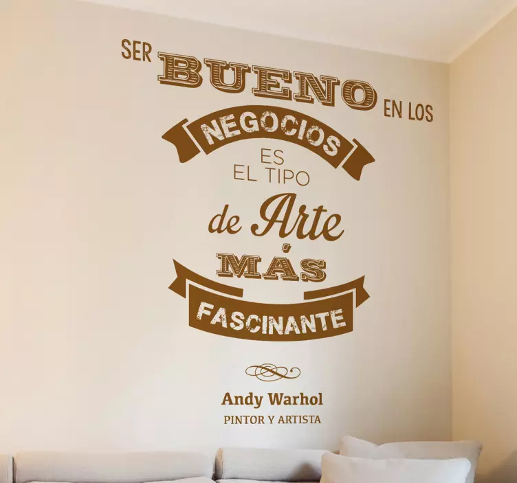 Vinilo frase Andy Warhol negocios arte - TenVinilo
