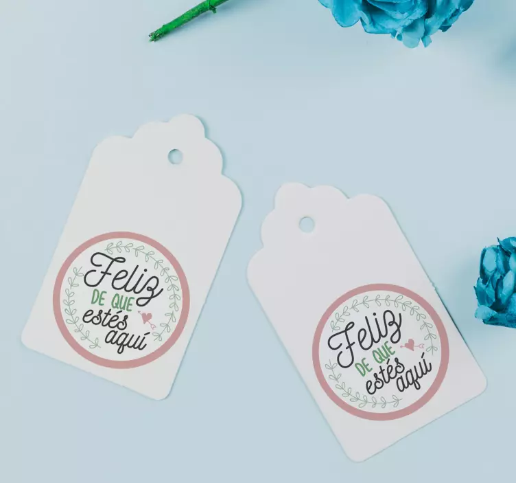 Vinilo frase feliz que estés aquí - TenVinilo