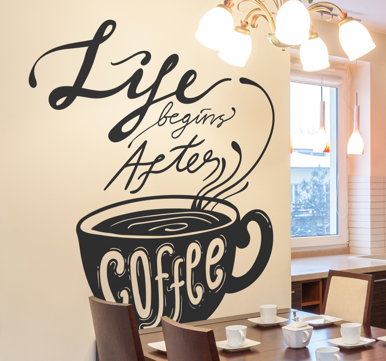 Vinilo para cocina frase life after coffee - TenVinilo