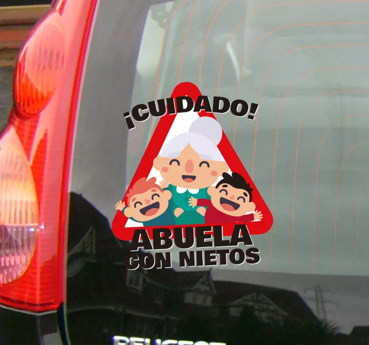 Pegatina bebé a bordo abuela con nietos - TenVinilo