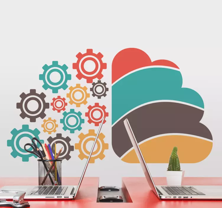 Vinilo geométrico patrones de engranajes coloridos - TenVinilo