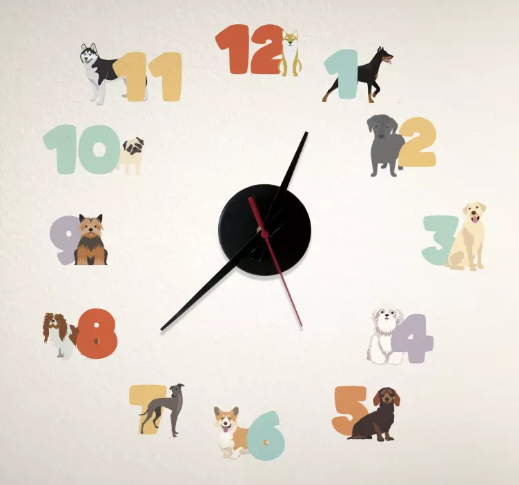 Vinilo dormitorio infantil reloj de perros - TenVinilo