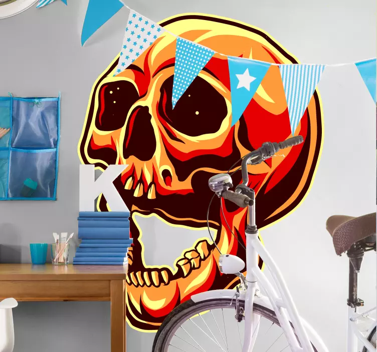 Pegatina Halloween juvenil calabera aterradora - TenVinilo