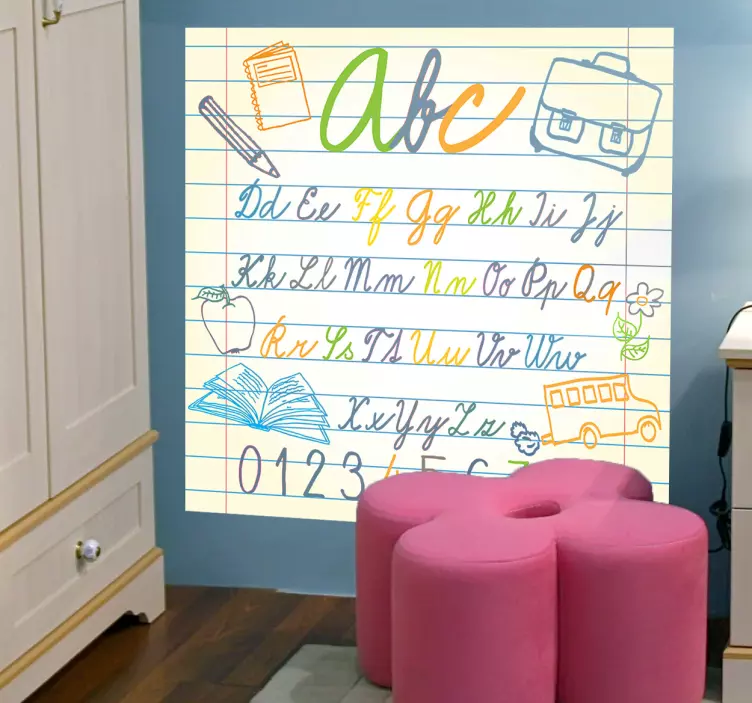 Vinilo infantil abecedario de cuaderno - TenVinilo