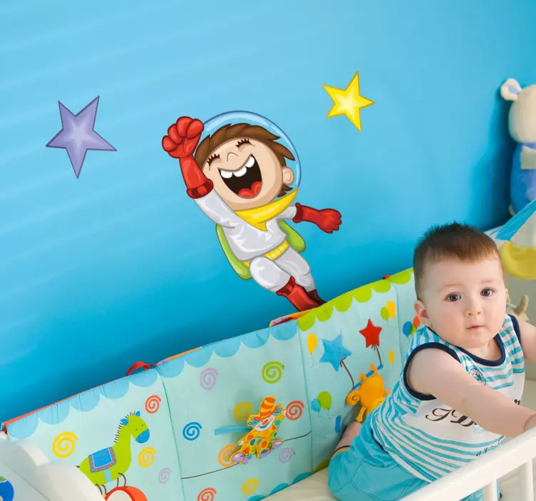 Vinilo infantil astronauta de color - TenVinilo