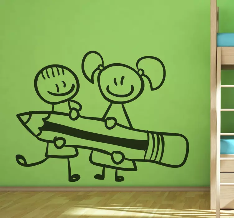 Vinilo infantil dibujo línea alumnos - TenVinilo