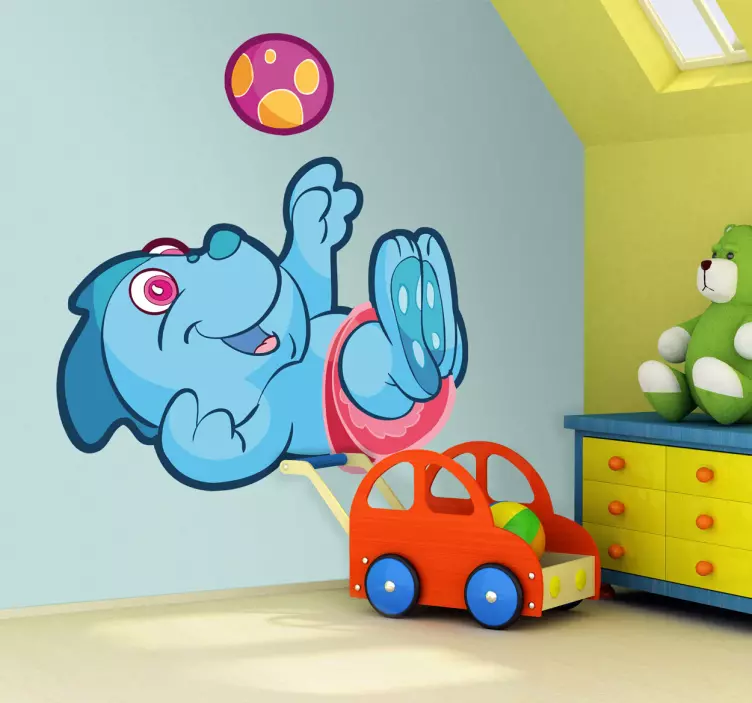 Vinilo infantil dinosaurio bebé azul - TenVinilo