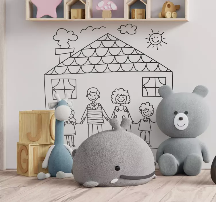 Vinilo infantil familia y casa - TenVinilo