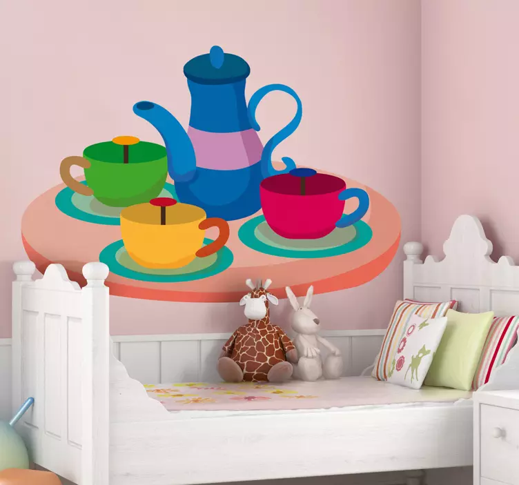Vinilo infantil juego de café - TenVinilo