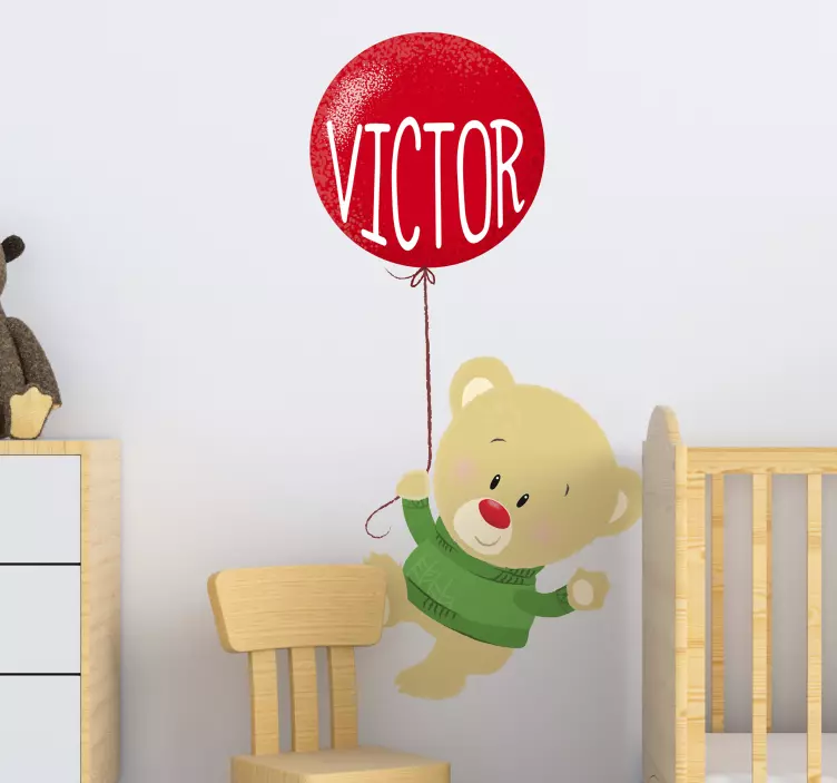 Vinilo infantil oso peluche globo - TenVinilo