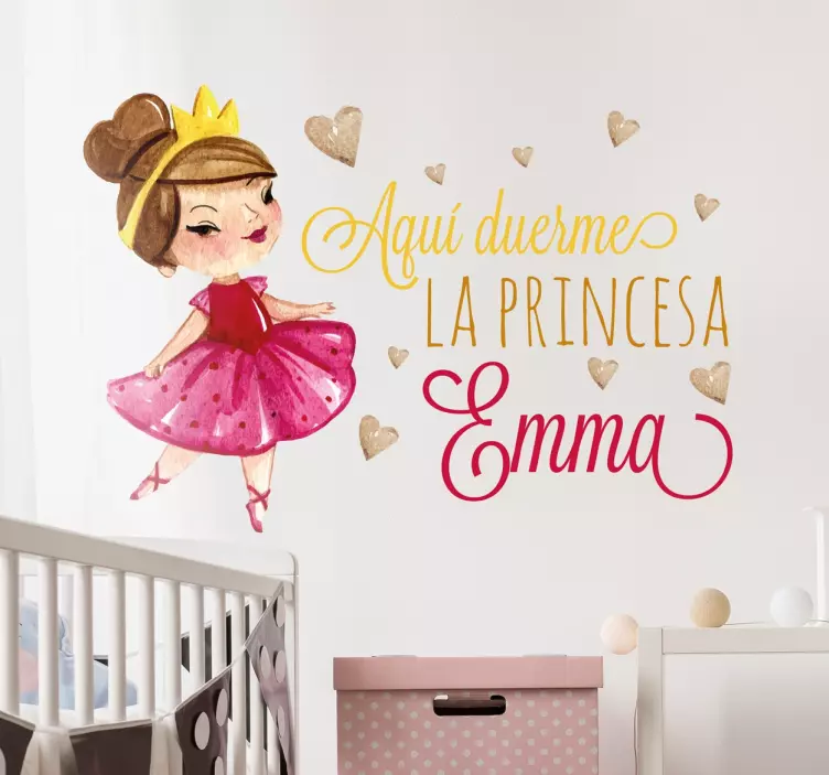 Vinilo infantil personalizable princesa - TenVinilo