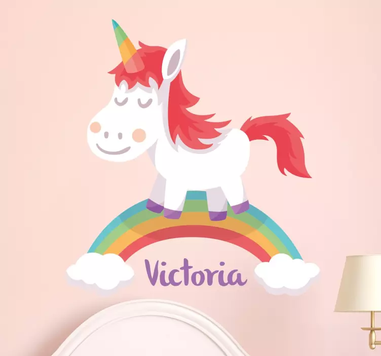 Vinilo infantil unicornio personalizable - TenVinilo