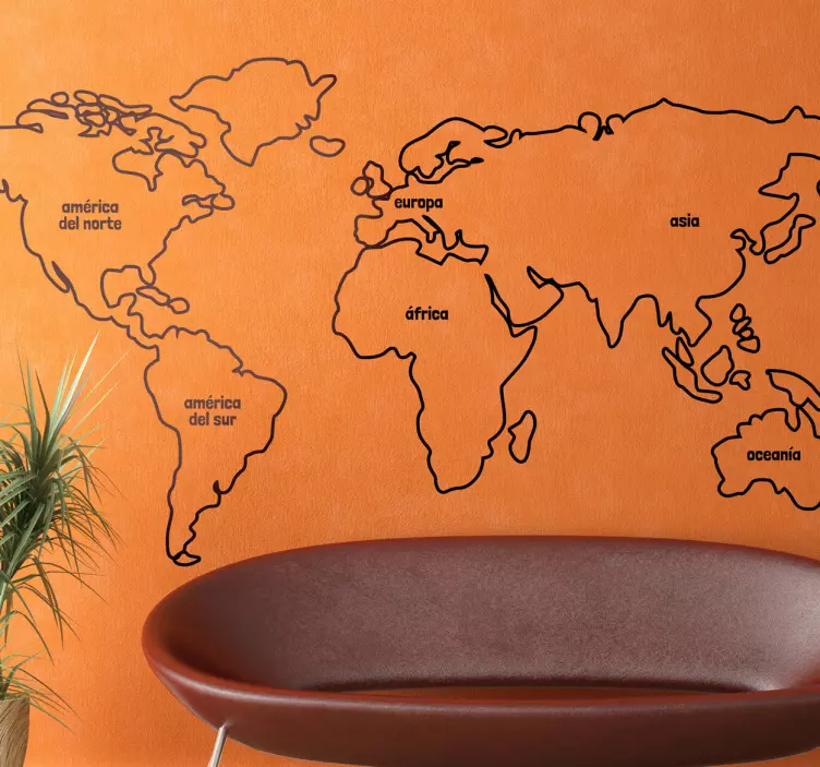 Vinilo mapa del mundo línea - TenVinilo