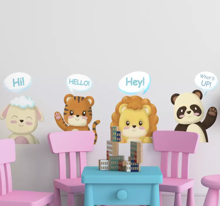 Vinilo mascota saludos de animales adorables - TenVinilo