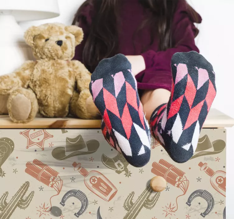 Vinilo para muebles infantil patrón vaquero - TenVinilo