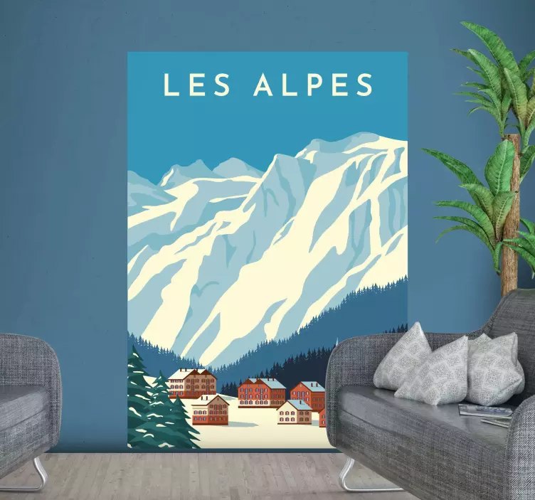 Vinilo mueble montañas en suiza - TenVinilo