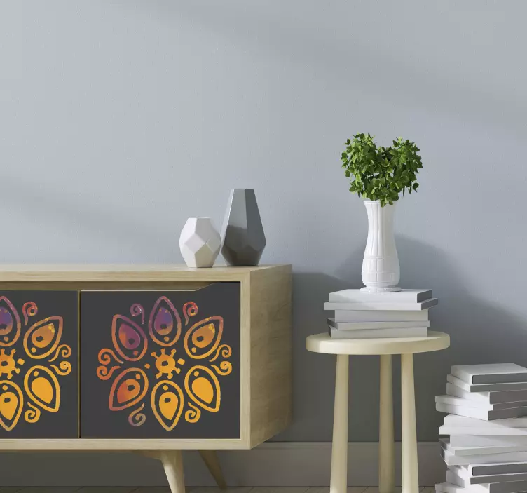 Vinilo para muebles negro y flores doradas - TenVinilo