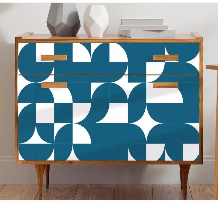 Vinilo para mueble Patrón de arte geométrico círculo azul - TenVinilo