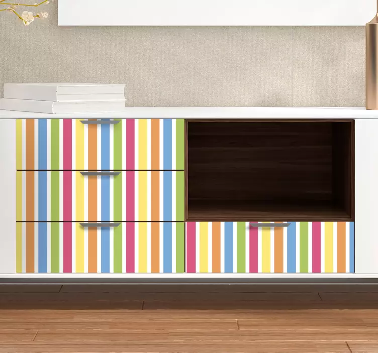 Vinilo para mueble Patrón de rayas multicolor horizontal - TenVinilo