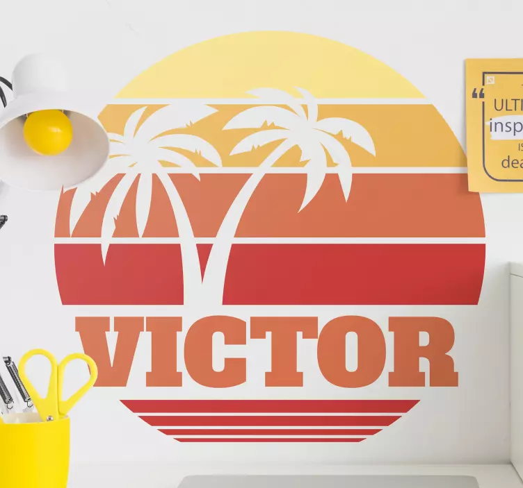 Vinilo naturaleza silueta de palmera al atardecer - TenVinilo