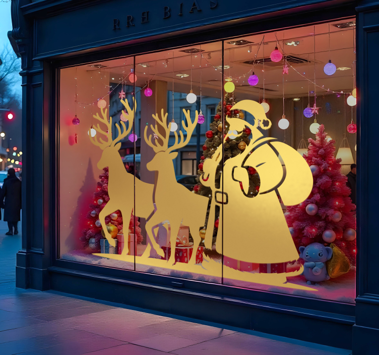 Vinilo navideño silueta de santa claus - TenVinilo