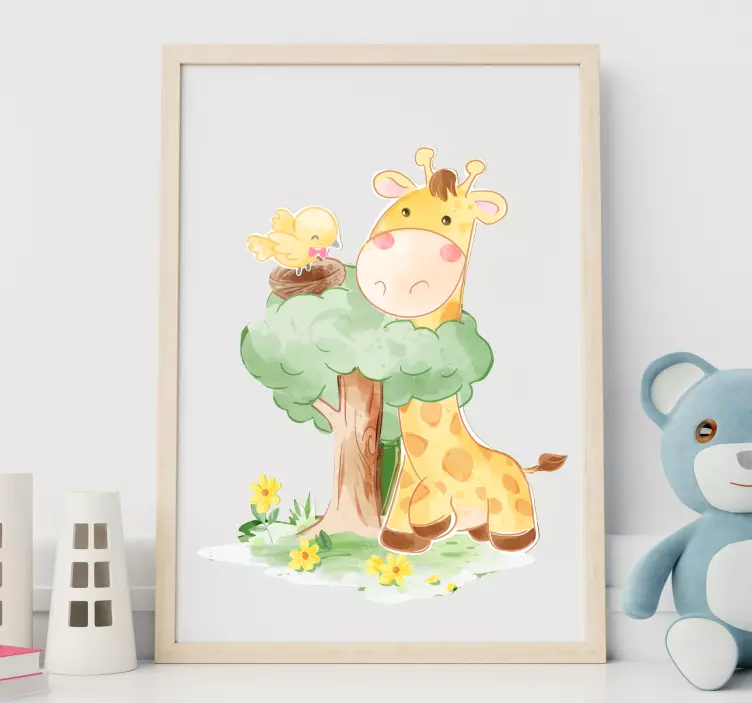 Vinilo infantil árbol con animales estilo nórdico - TenVinilo