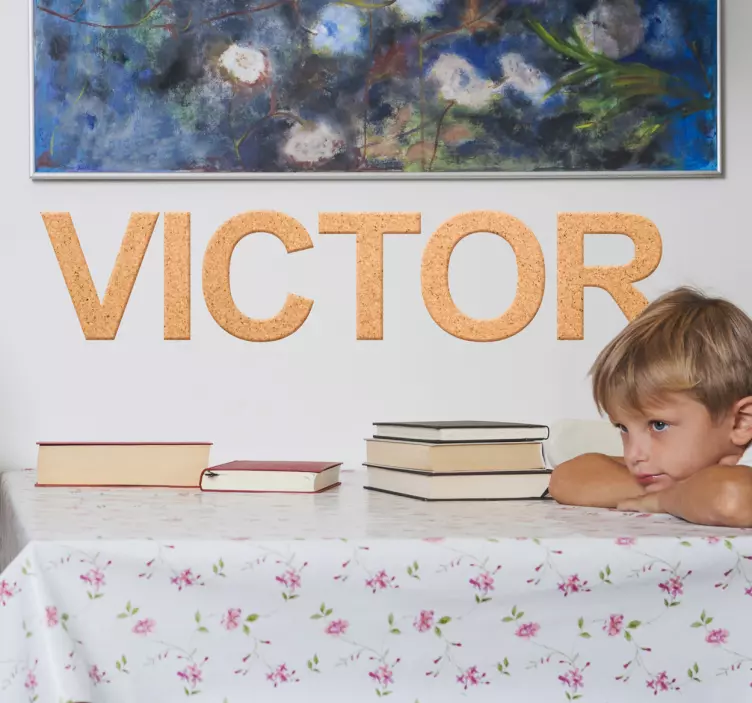 Vinilo nombre personalizado simulación corcho - TenVinilo