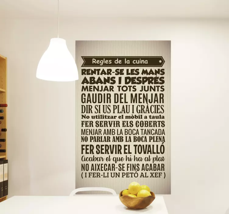 Vinilo normas de la casa cocina catalán - TenVinilo