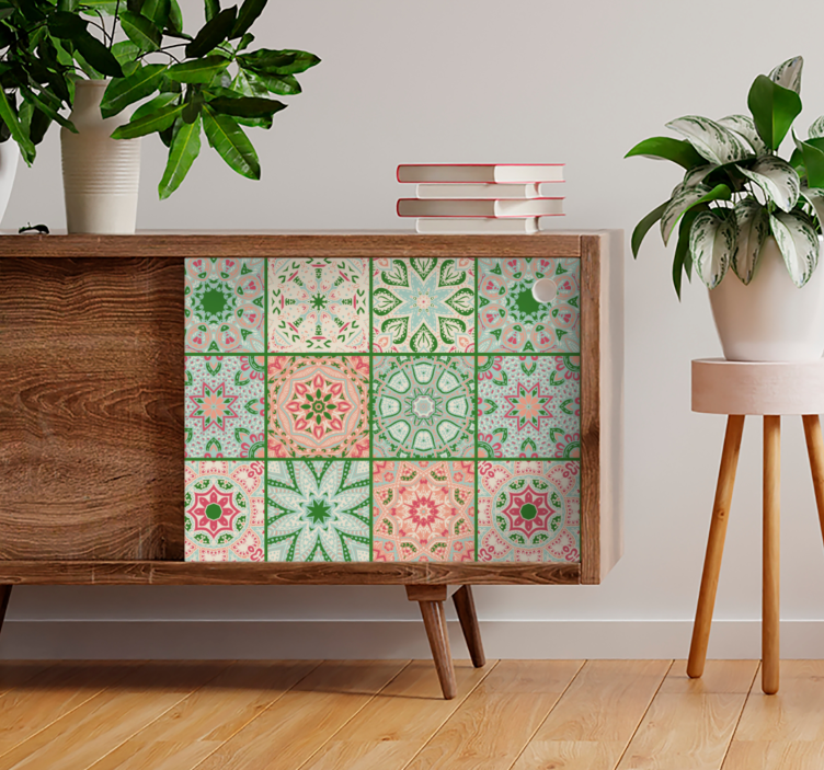 Vinilo ornamental azulejos de patrón colorido - TenVinilo